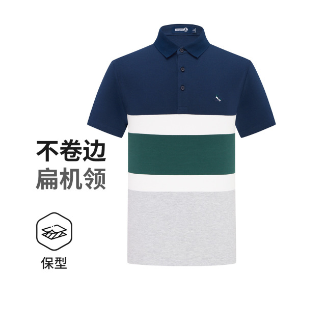 13462676.意大利小帆船 夏季棉感透气男式百搭短袖翻领拼色T恤polo衫