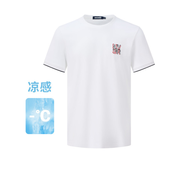 13462674.【凉感】意大利小帆船 春夏时尚简约刺绣短袖上衣男士圆领T恤