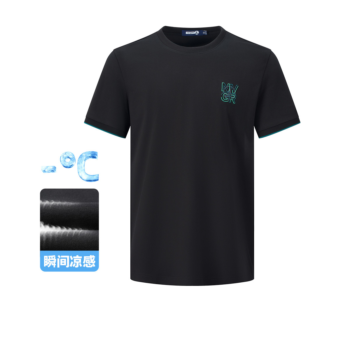 13462674.【凉感】意大利小帆船 春夏时尚简约刺绣短袖上衣男士圆领T恤