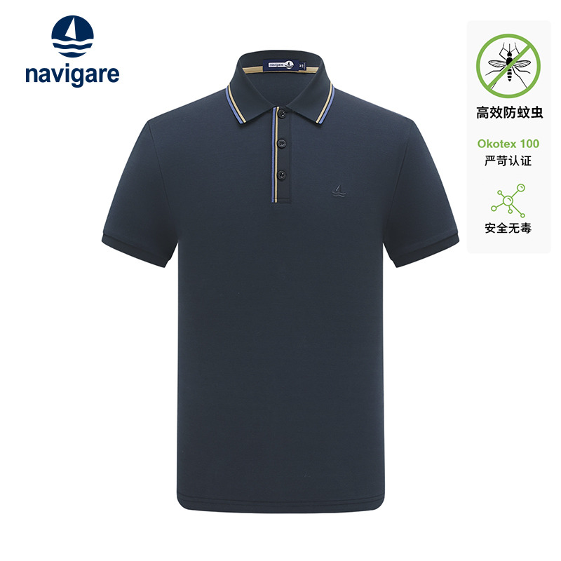 13462678.【防蚊虫】意大利小帆船 春夏精致刺绣男士短袖Polo
