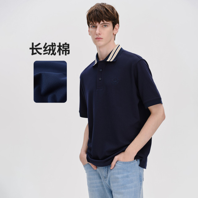 13467496.意大利小帆船 春夏条纹领口翻领T恤男士亲肤防蚊短袖POLO衫