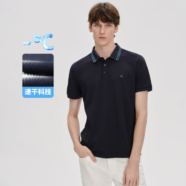 13467487.【吸湿速干&七耐】意大利小帆船男士简约线条休闲短袖Polo衫