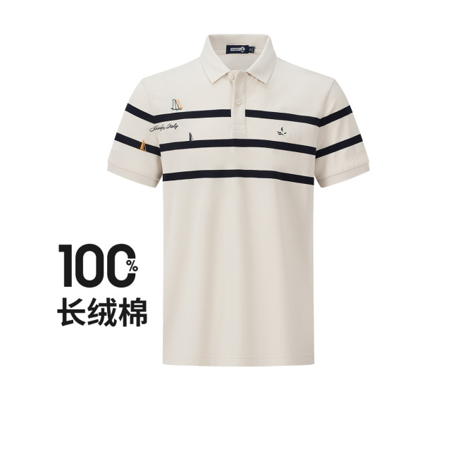 13467486.【7A抗菌】意大利小帆船 纯棉透气短袖T恤衫男士polo衫