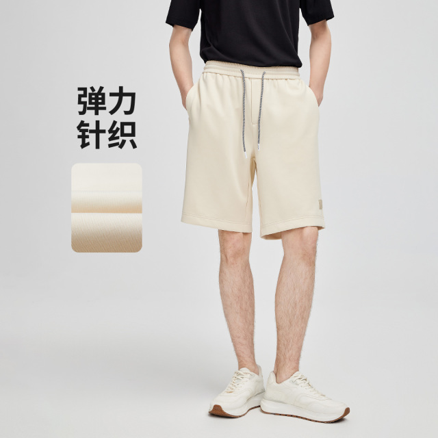 13462627.【抑菌透气】意大利小帆船 夏季运动宽松中裤男针织休闲五分裤