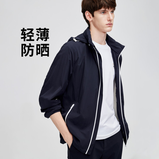 13462640.【尺码偏小】意大利小帆船 春夏户外轻薄防晒衣男士连帽夹克外套
