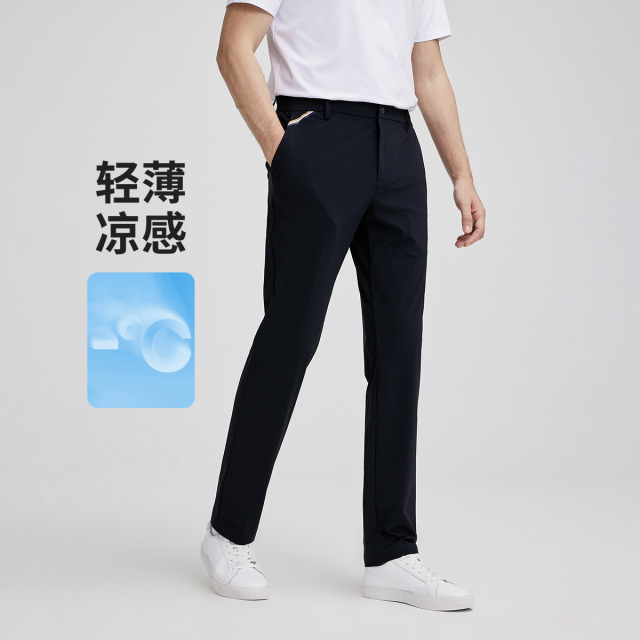 13462634.【凉感透气】意大利小帆船 商务休闲高弹舒适男士休闲直筒长裤