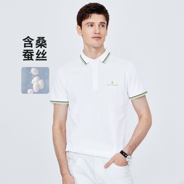 13467444.【含桑蚕丝&凉感】意大利小帆船Polo衫男短袖夏弹力商务T恤
