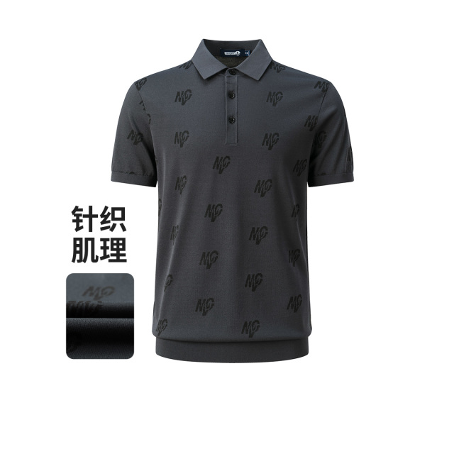 13467463.意大利小帆船 春夏净色休闲透气满身印花男士短袖Polo衫