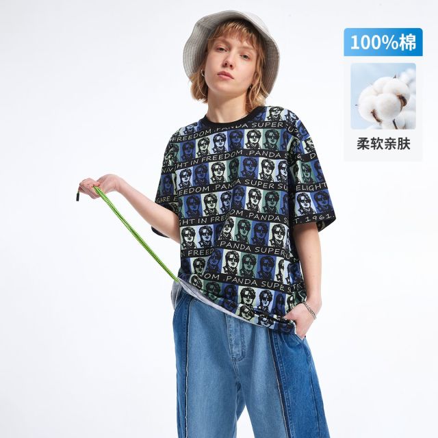 13467453.【潘粤明联名款】意大利小帆船 24春夏纯棉潮流印花男T恤