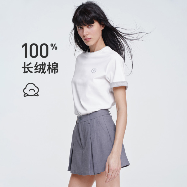 13474310.【100%棉】意大利小帆船 夏季微落肩运动透气圆领短袖T恤女