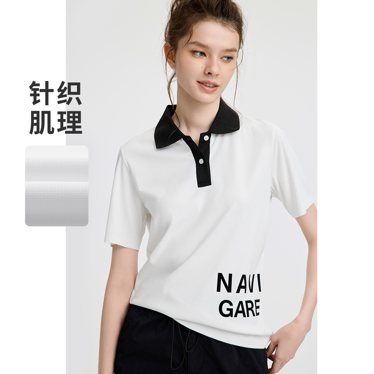 13474314.【撞色翻领】意大利小帆船 时尚减龄学院风透气短袖polo衫女