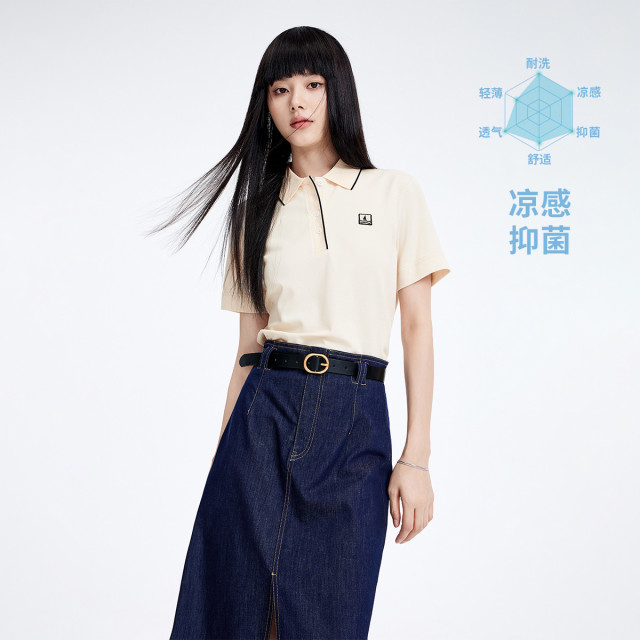 13474321.【凉感抑菌】意大利小帆船 春夏修身显瘦运动短t女士polo衫