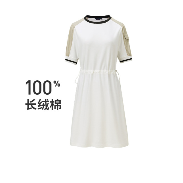 13485073.【纯棉透气】意大利小帆船 春夏宽松卫衣裙女士撞色圆领连衣裙