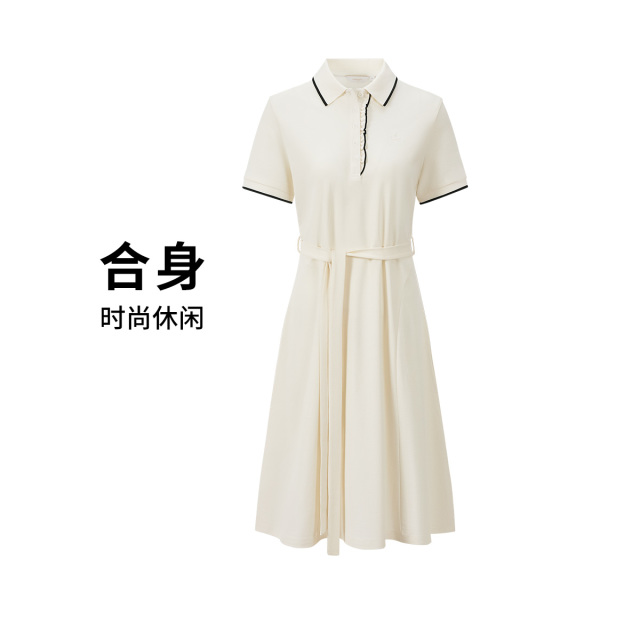 13485062.【收腰A版版型】意大利小帆船 净色百搭透气polo连衣裙女