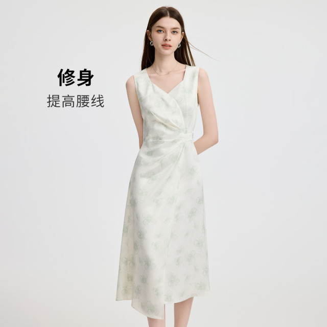 13485072.意大利小帆船 春夏气质优雅收腰裙子女士背心连衣裙