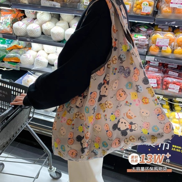 13203282.【买一送一到手2个高品质特大号初春踏青购物手提收纳袋】初春踏青购物可手提收纳袋购物袋可折叠防水买菜包便携购物袋收纳包