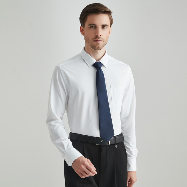 11639828.Nautica Tailored男士长袖衬衣男式衬衫商务正装纯色衬衫白色衬衣