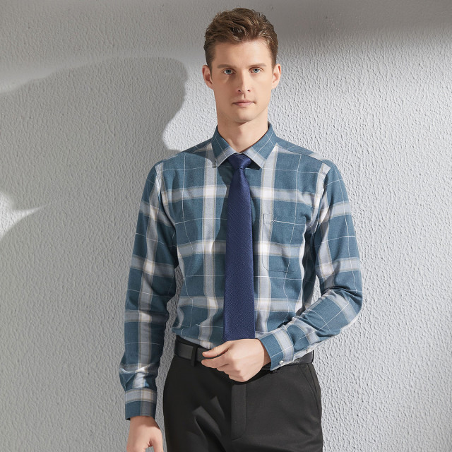11641106.Nautica Tailored春秋季磨毛男士长袖商务正装衬衫衬衣