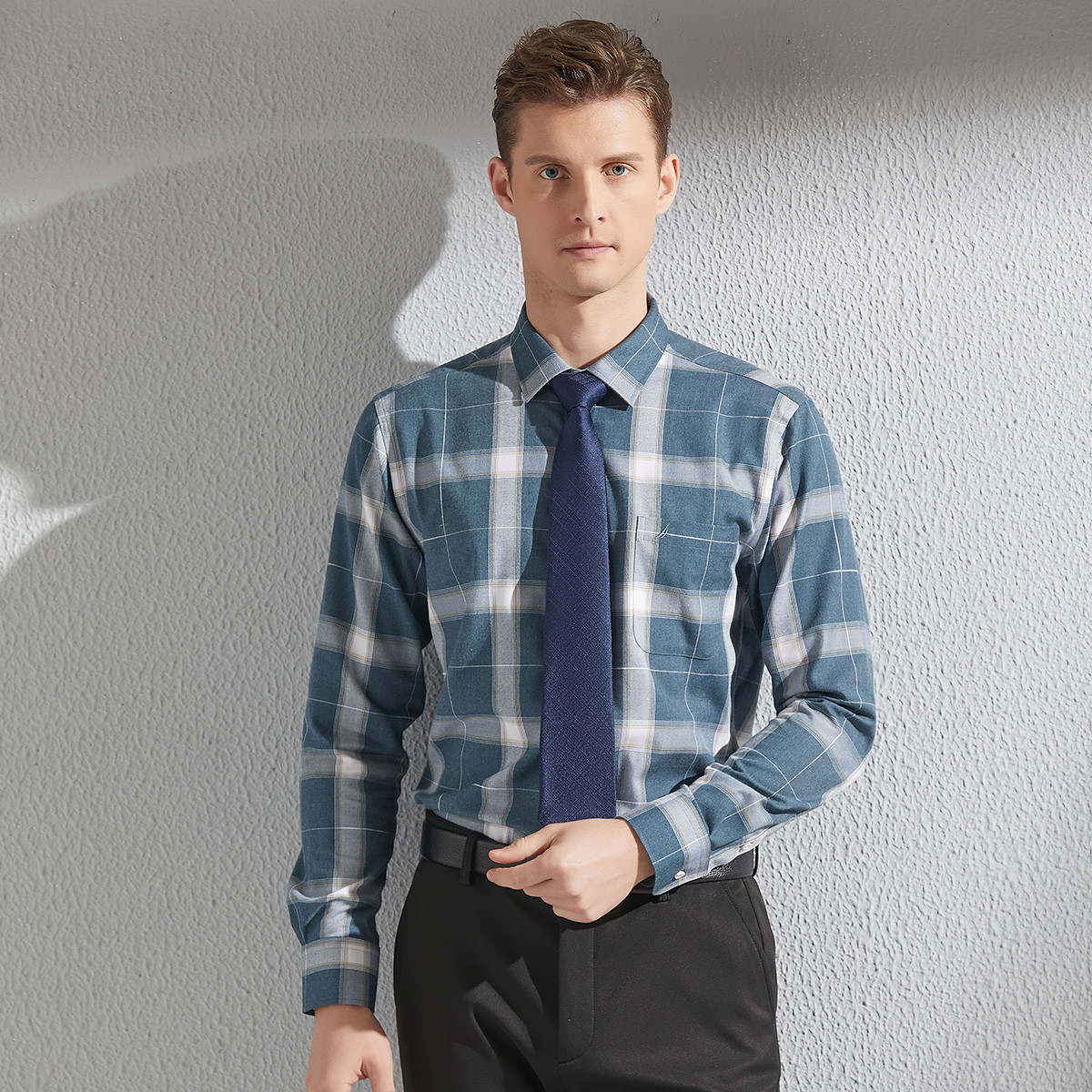 11641106.Nautica Tailored春秋季磨毛男士长袖商务正装衬衫衬衣
