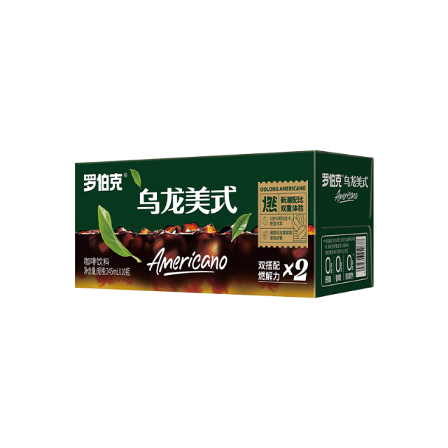 12667616.【乌龙美式咖啡】轻上罗伯克乌龙美式咖啡0添加蔗糖即饮咖啡饮料245ml*10瓶