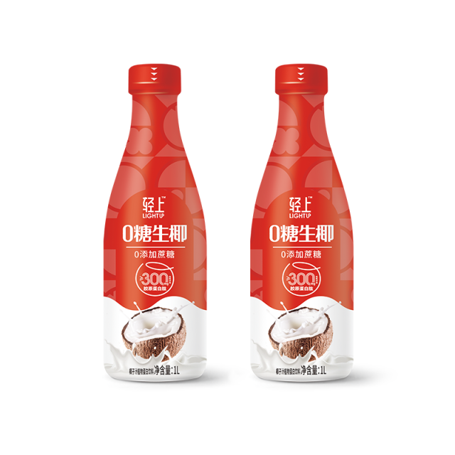 12667652.【家庭聚餐必备】轻上0糖生椰1升大瓶椰汁家庭装椰子汁饮料早餐饮品