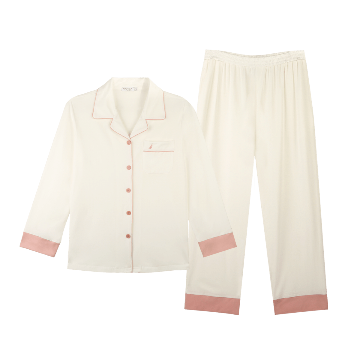 10153921.Nautica Intimates【95%棉】睡衣女开衫长袖睡衣女士家居服套装