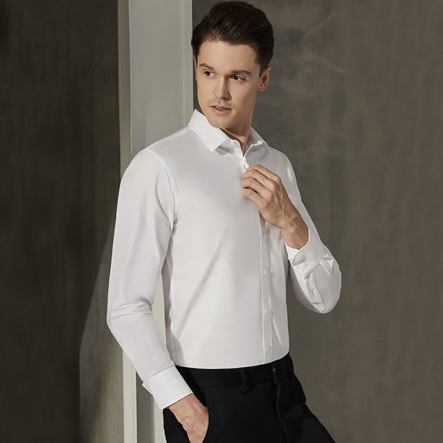 10285939.Nautica Tailored纯棉男士衬衫男春秋长袖商务正装男式纯色衬衣