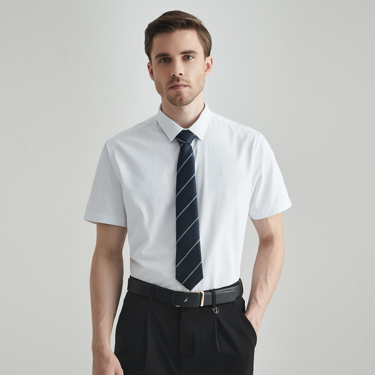 10958281.Nautica Tailored男士短袖衬衫长袖衬衫商务正装纯色衬衣