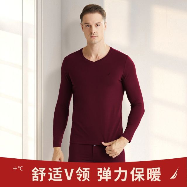 11524827.Nautica Underwear【保暖套装】男士红色V领舒适秋衣秋裤