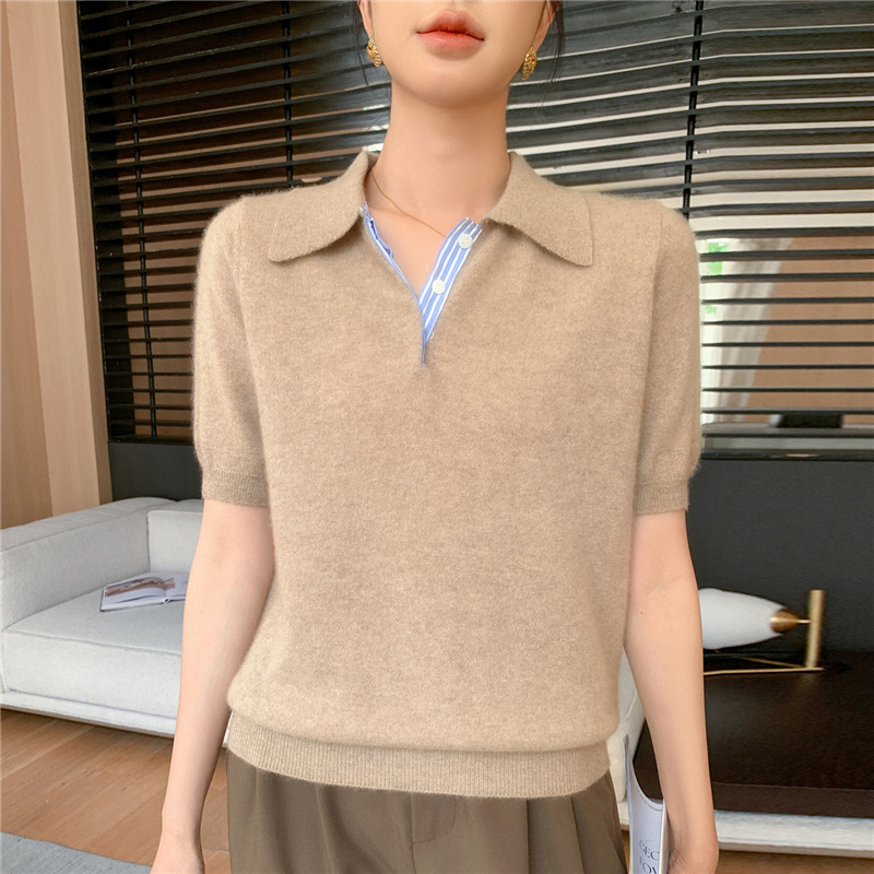 12490062.牧冬羊安迪绒POLO领彩条针织短袖