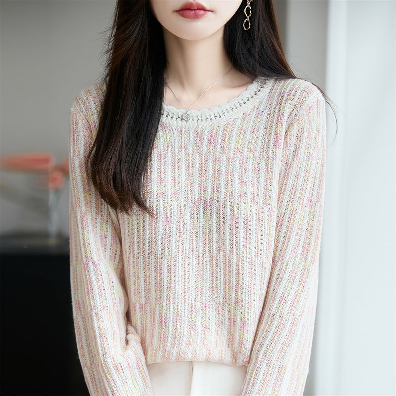 13787964.牧冬羊精纺羊毛花纱圆领纹理针织衫