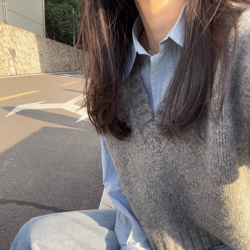 12658970.【100%羊毛】V领百搭叠穿纯色羊毛马甲