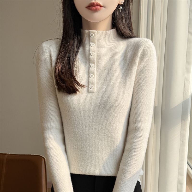 12985154.牧冬羊安迪绒半高领假开纯色针织衫