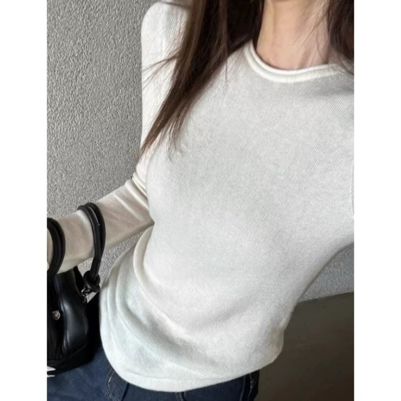 13775675.牧冬羊精纺羊毛卷边四平圆领针织衫