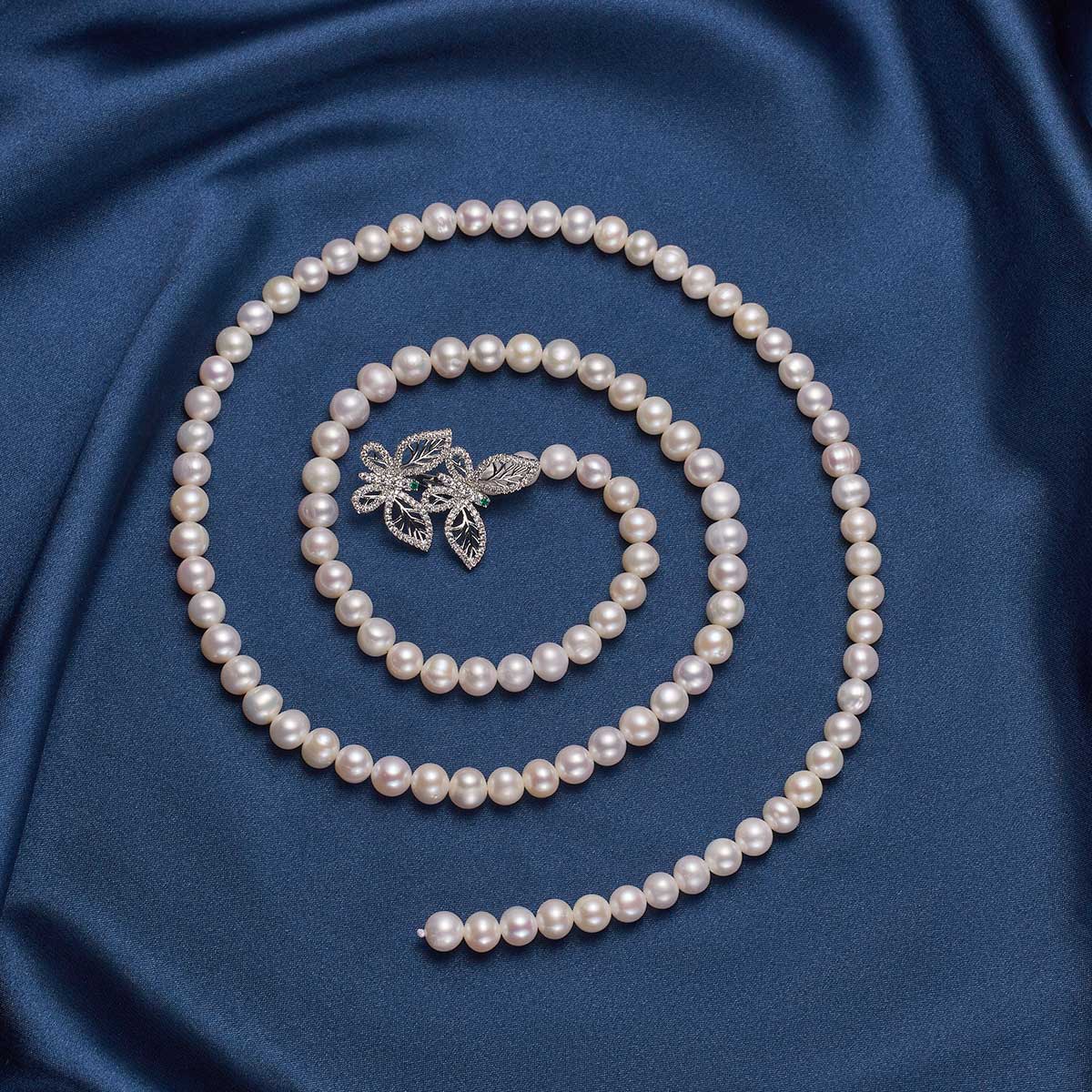 8854241.【蝴蝶翩翩】女神节礼盒装7-8mm淡水珍珠项链毛衣链礼物