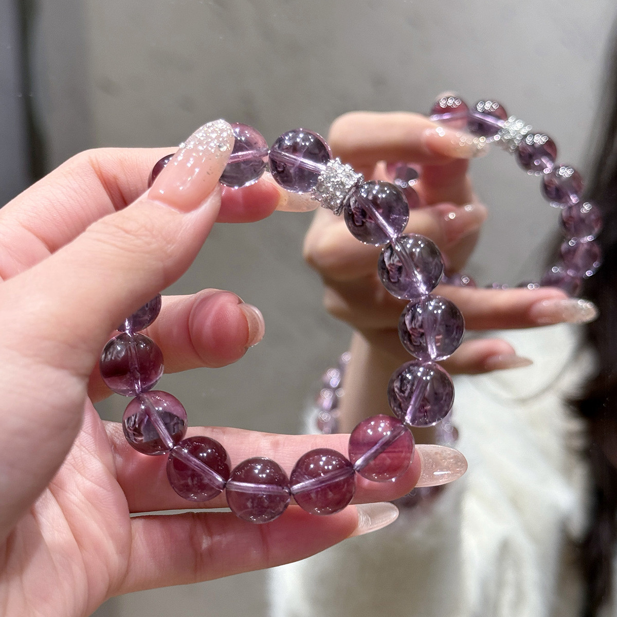 13668605.【葡萄酒】紫水晶手链水晶手串女生闺蜜节日礼物