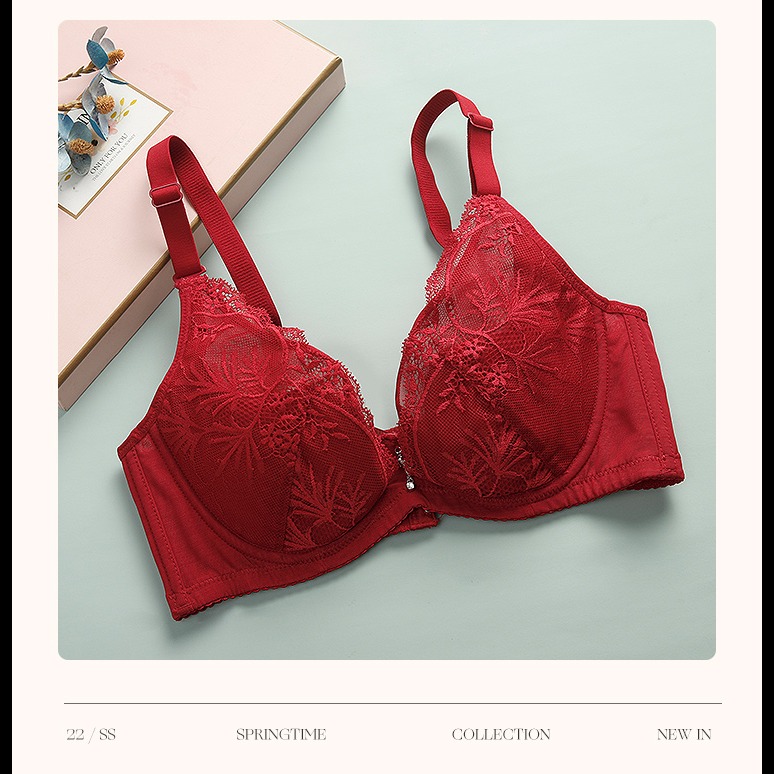 11400201.性感蕾丝大码内衣大胸显小薄款文胸收副乳内衣美背文胸内衣女
