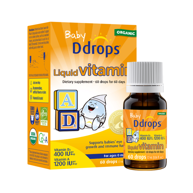 13654305.【单盒】Ddrops 滴卓思婴儿维生素AD滴剂 (D3 400IU+维A1200IU)1.7ML