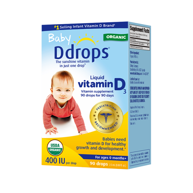 13534105.【2盒装】Ddrops 滴卓思 婴儿维生素D3滴剂 400IU 2.5ML 0-1岁宝宝补充