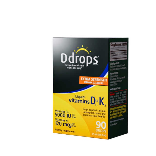 13654303.【单盒】Ddrops 滴卓思成人维生素D3滴剂5000IU+k2滴剂 2.5ML 严重缺乏急需快速补充者,孕妇可用