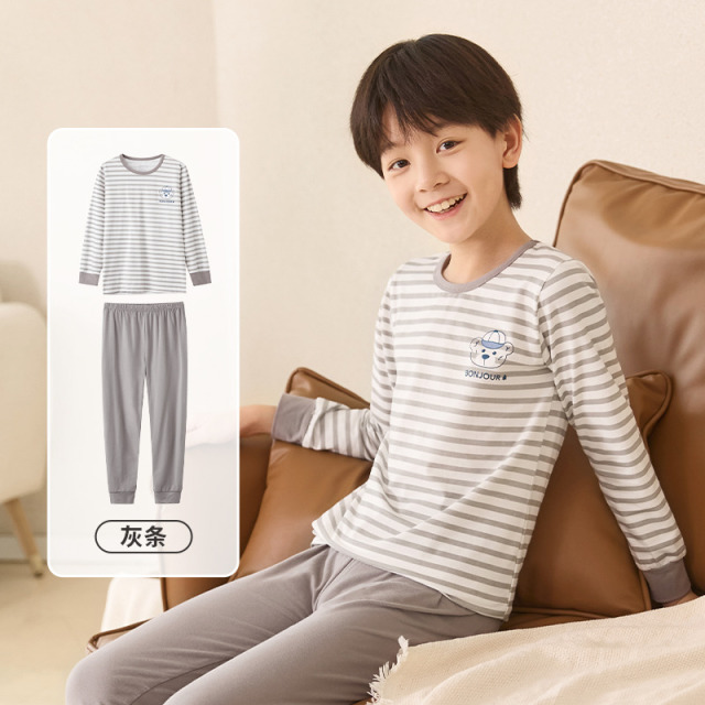 13856554.芬腾千线艺儿童保暖秋衣秋裤男童保暖套装秋季棉中大童家居服套装