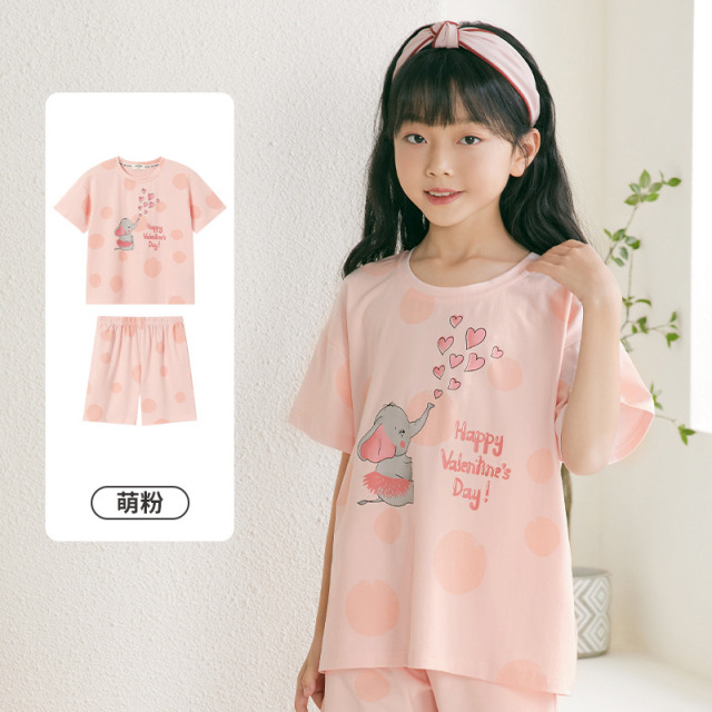 11916073.芬腾千线艺儿童睡衣女童纯棉夏季凉感面料短袖短裤女孩子家居服套装