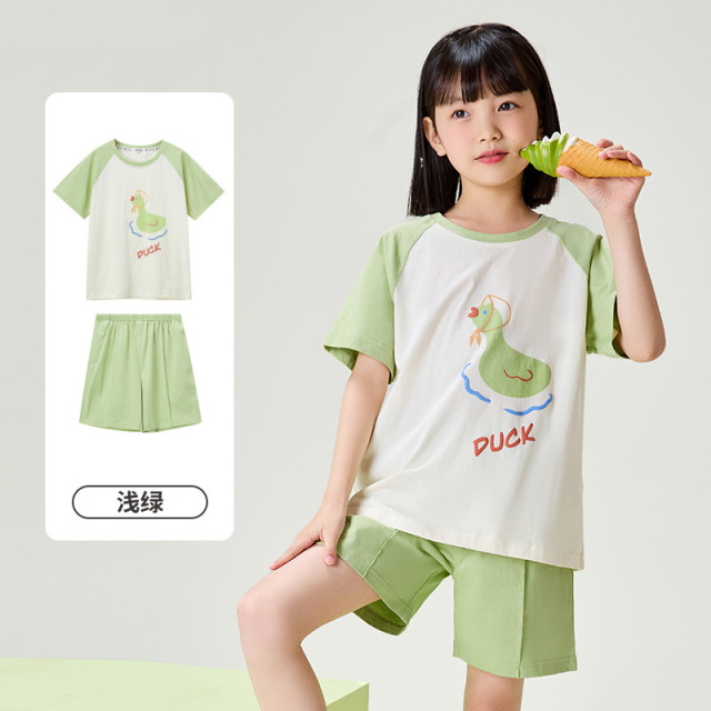 11934086.芬腾千线艺儿童睡衣男童纯棉夏季短袖短裤薄款女童睡衣家居服套装