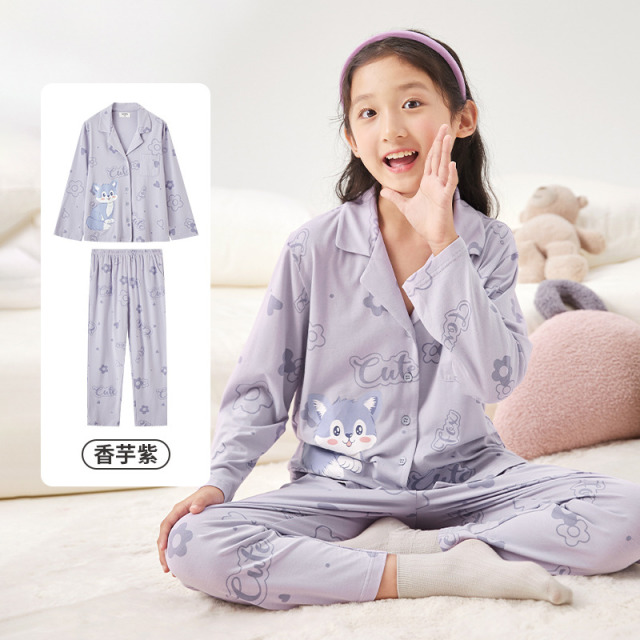 11976859.芬腾千线艺【100%棉套装】儿童睡衣女童家居服中大童睡衣少女睡衣套装