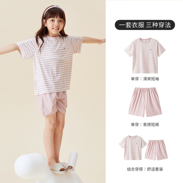 11986896.芬腾千线艺儿童睡衣空调房女童夏季中大童家居服短袖薄款可外穿套装男童