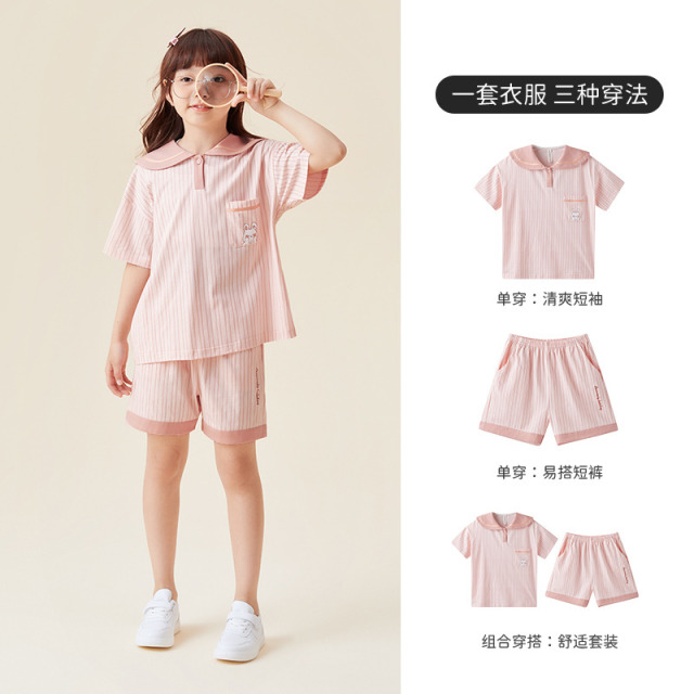11986923.芬腾千线艺女童套装宽松纯棉短袖短裤洋气童装夏装女孩休闲外出两件套