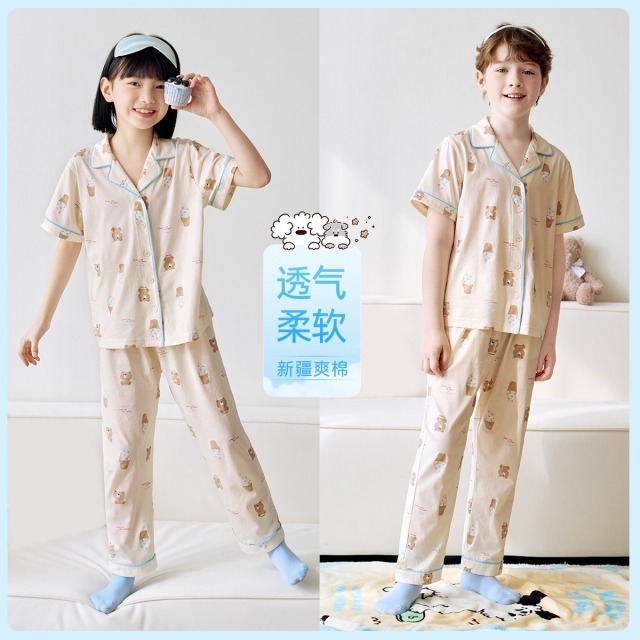 12018077.芬腾千线艺【IP款套装】男童女童睡衣纯棉中大童家居服儿童空调服