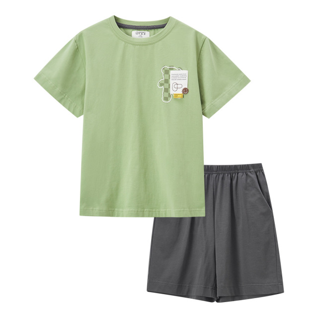 13619990.芬腾千线艺睡衣男式家居服纯棉夏季新款短袖短裤青少年家居服套装男童
