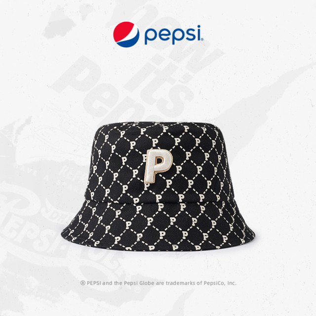 9103611.Pepsi百事 国际潮牌P字母经典老花渔夫帽男女遮阳防晒舒适