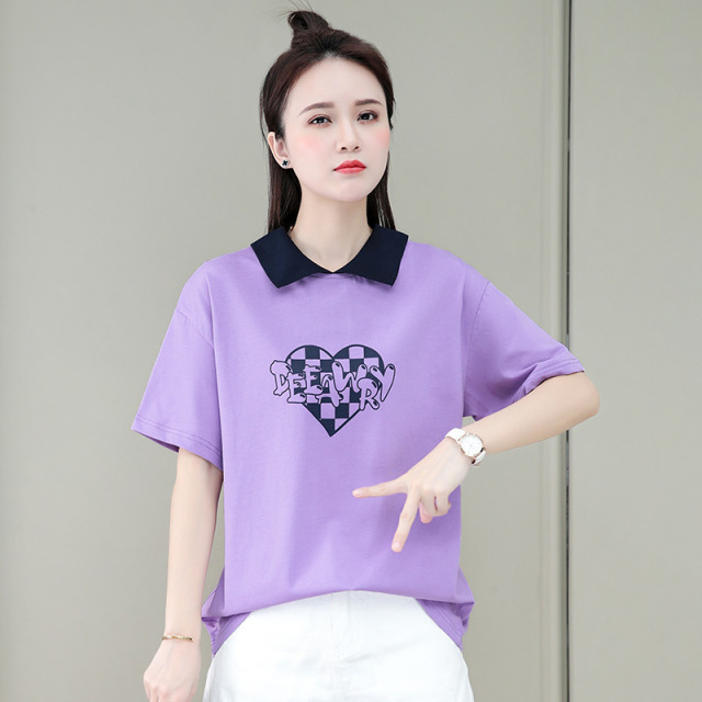 9107532.VPN 夏季新款T恤女装短袖翻领上衣
